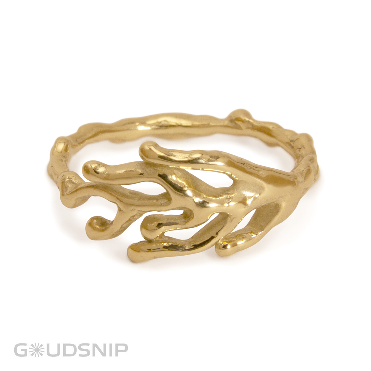Handmade gouden ring. Nature inspired. Handgemaakt in ons atelier. Deze ring is ook in het zilver verkrijgbaar.