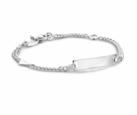 Zilveren graveerarmband met een plat hartje. De breedte van de graveerplaat bedraagt 4.2mm.