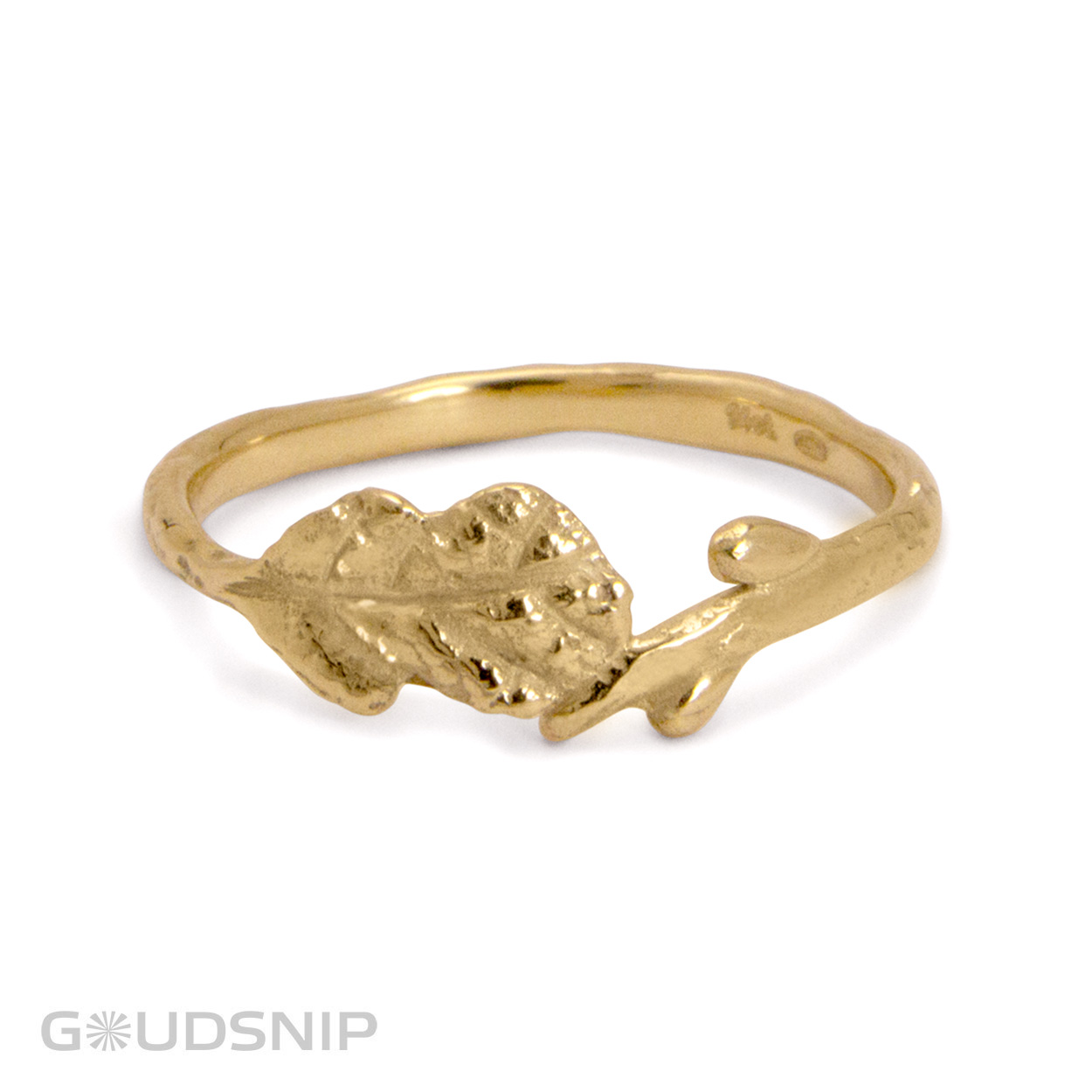 Handmade gouden ring. Nature inspired. Handgemaakt in ons atelier. Deze ring is ook in het zilver verkrijgbaar