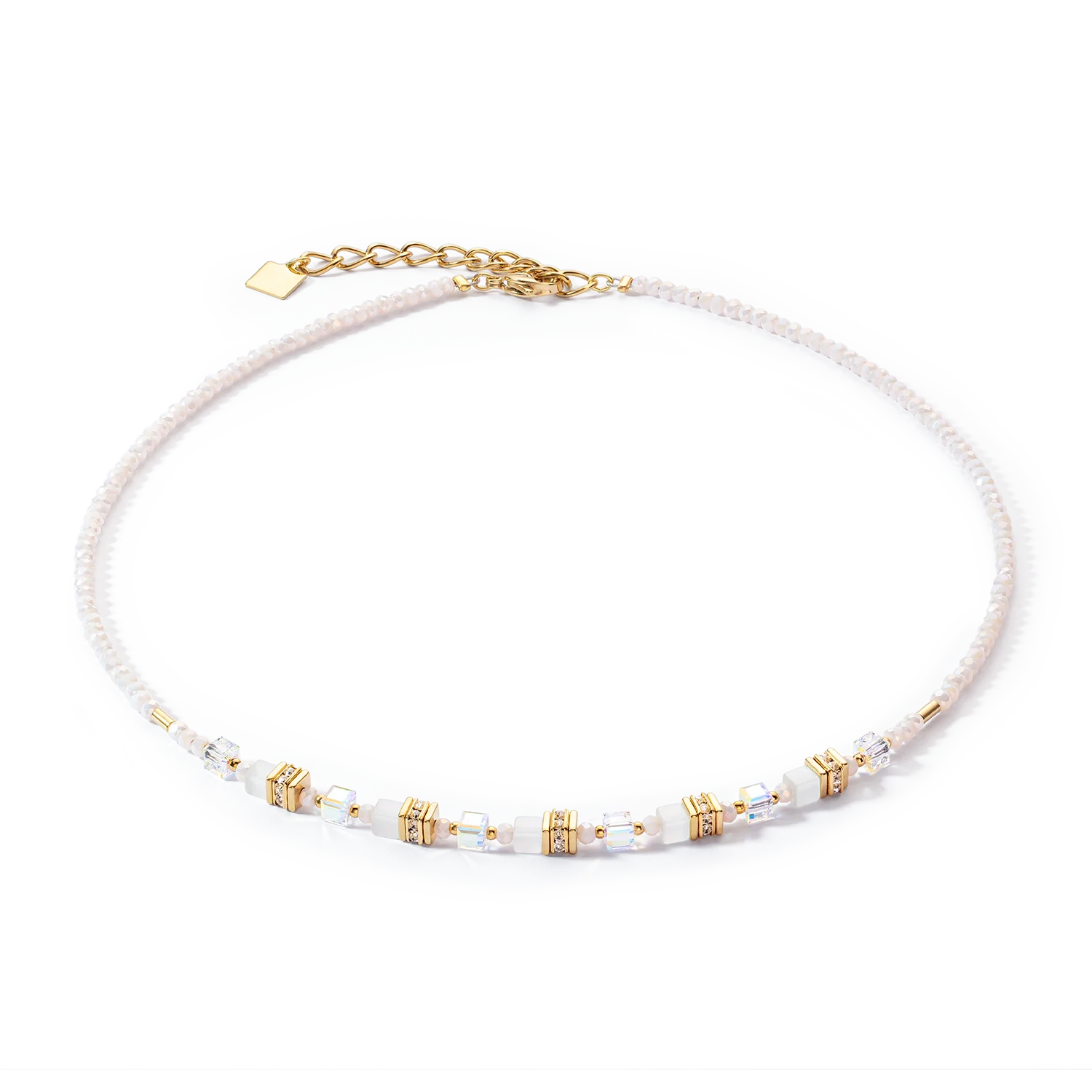 Coeur de Lion collier wit/zalm roze crystal 
