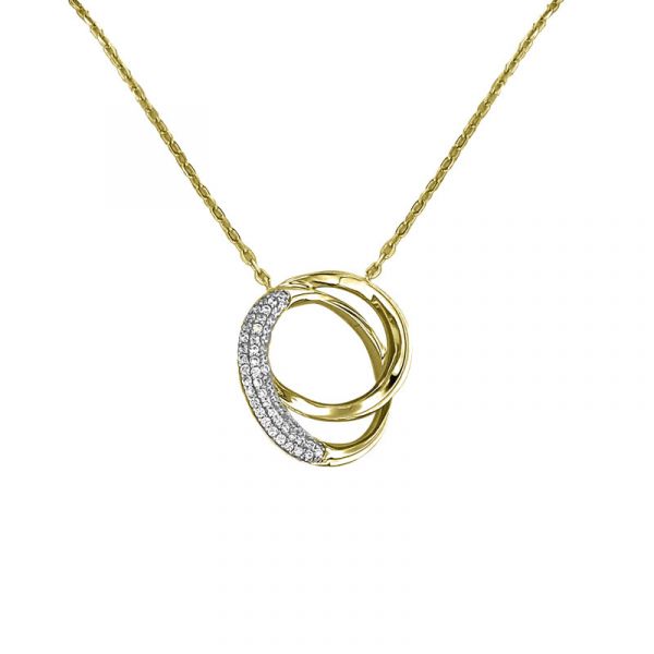 Zilveren vergulde collier ovaal zirkonia hanger70555011