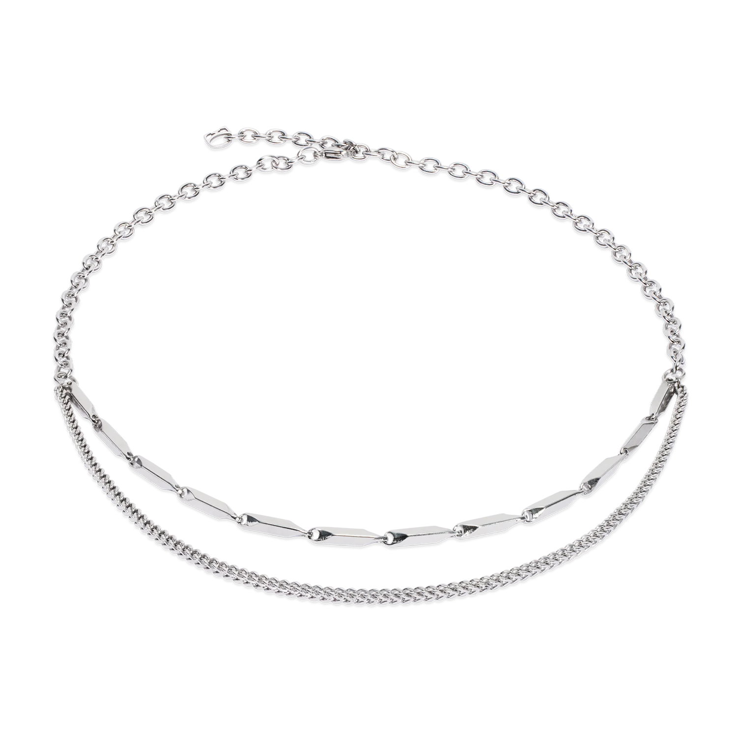 Dit collier bestaat uit 2 collier tegelijk, lekker handig. gemaakt van edelstaal
