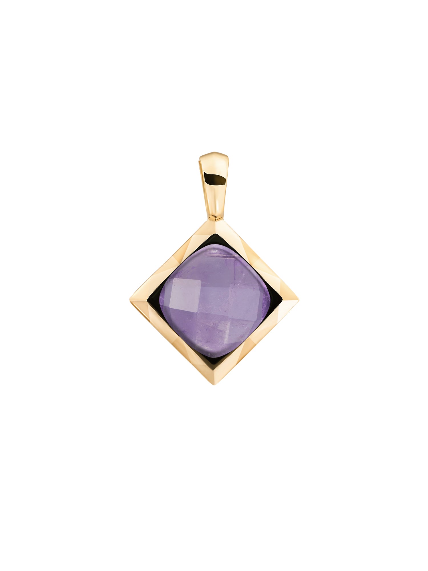 Sparkling Jewels - Zilveren Pendant met amethyst, verguld, cushion cut amulet - SPG32-G05