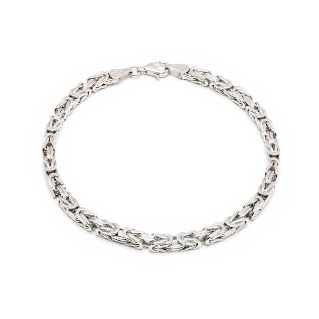 Zilver Gerhodineerde Koningsschakel Armband 21cm 4mm