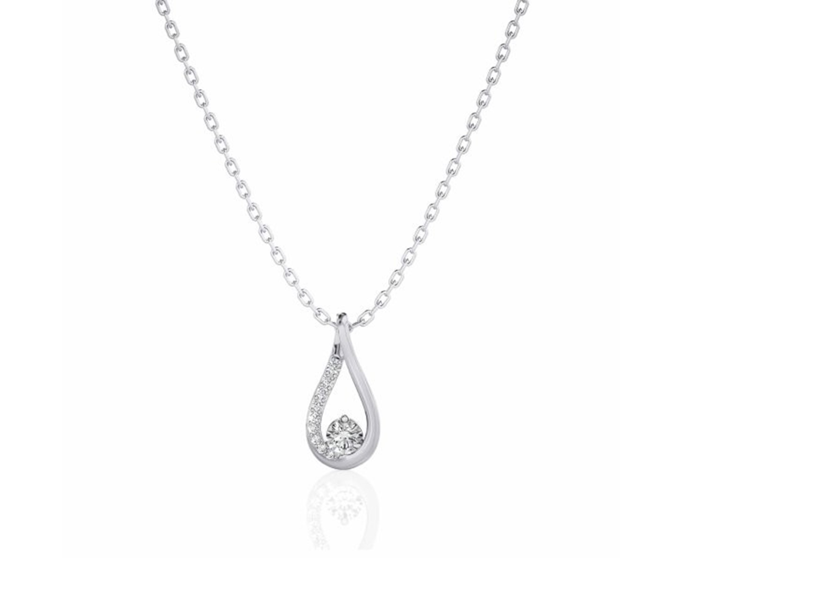Ketting in wit goud 18 k met 0,17 ct diamant 