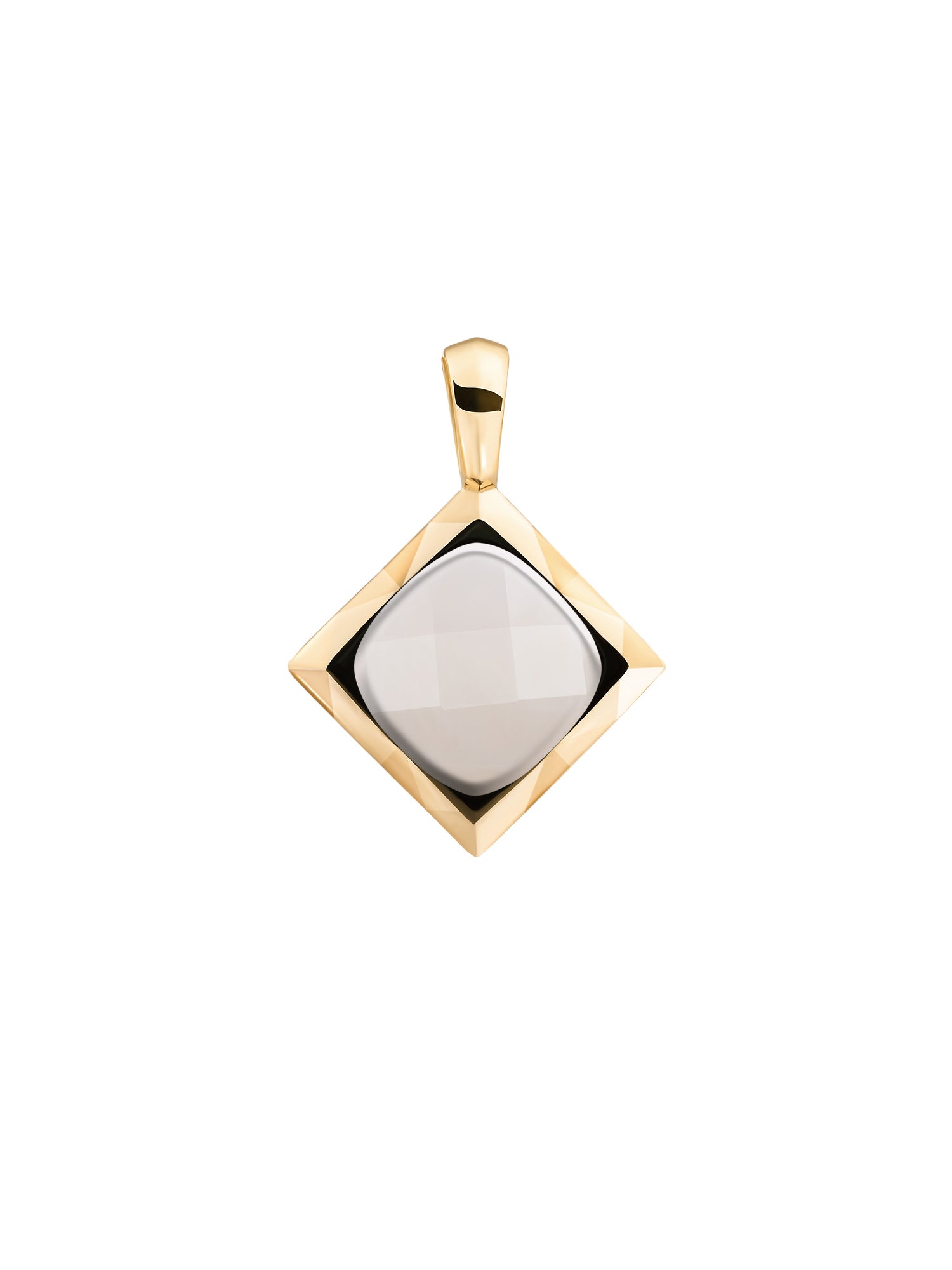 Sparkling Jewels - Zilveren hanger met kleursteen, verguld, Pearl Cushion Cut Amulet - SPG32-P01