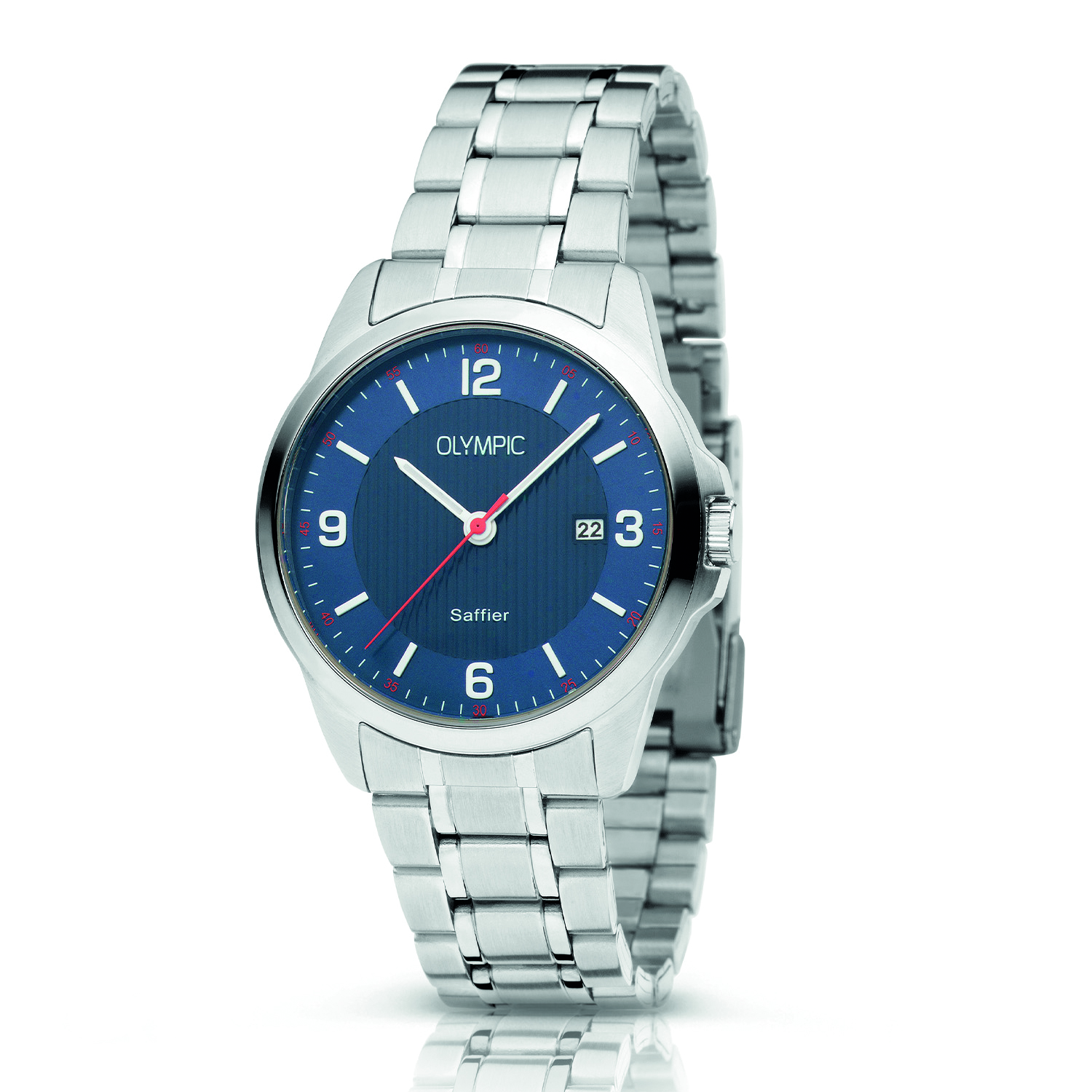 Dit is een herenhorloge van het merk Olympic uit de serie Thomas. Met een horlogekast gemaakt van staal en een zilverkleurige band van staal.