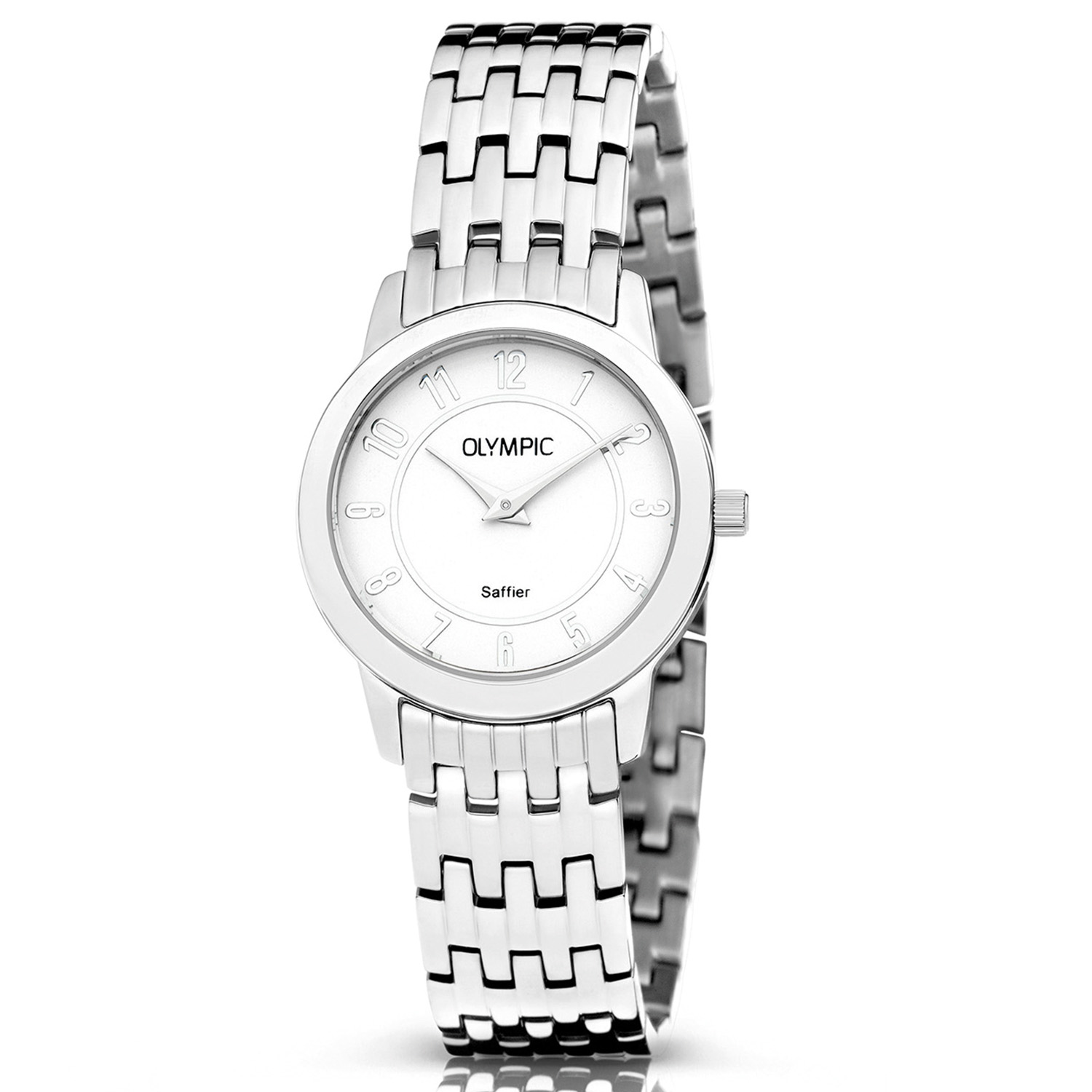 Olympic OL66DSS020 FLEUR Horloge - Staal -Bracelet - Arabisch - 32mm 
Dit unieke Olympic horloge met artikelnummer: OL66DSS020 is een stijlvol klassiek dameshorloge. De stalen kast heeft een gladde bezel en een zilverkleurige wijzerplaat. De uursaanduiding is opvallend door de sierlijke wijzers en cijfers in het arabisch. Dit geeft het horloge een chique uiterlijk. Aan de stalen kast zit een fijne zilverleurige schakelband met een druksluiting. Het horloge heeft een mineraalglas, een doorsnee van 32mm en is 3ATM.

Waterdichtheid 10ATM
Dit horloge is bestand tegen water bij het zwemmen en douchen. Dit horloge is niet bestand tegen (grote) waterdruk dus je kunt er niet mee duiken.
Waterdichtheid 3ATM
Dit horloge is spatwaterdicht. Niet geschikt om mee te zwemmen en douchen.

Het merk:
Het Nederlandse horlogemerk Olympic levert stoere chronografen, slimline series, digitale uurwerken en elegante dameshorloges. De prijs-kwaliteitverhouding staat bij Olympic hoog in het vaandel met prijzen die uiteenlopen van € 34,95 tot en met € 159,00.

100% Nederlands ontwerp, waterdicht en standaard 3 jaar fabrieksgarantie.

Specificaties:
- Ronde kast Ø 32mm
- Stalen horlogekast
- Zilverkleurige wijzerplaat
- Stalen schakelband
- 3ATM 
- Standaard 3 jaar fabrieksgarantie
- Mineraalglas