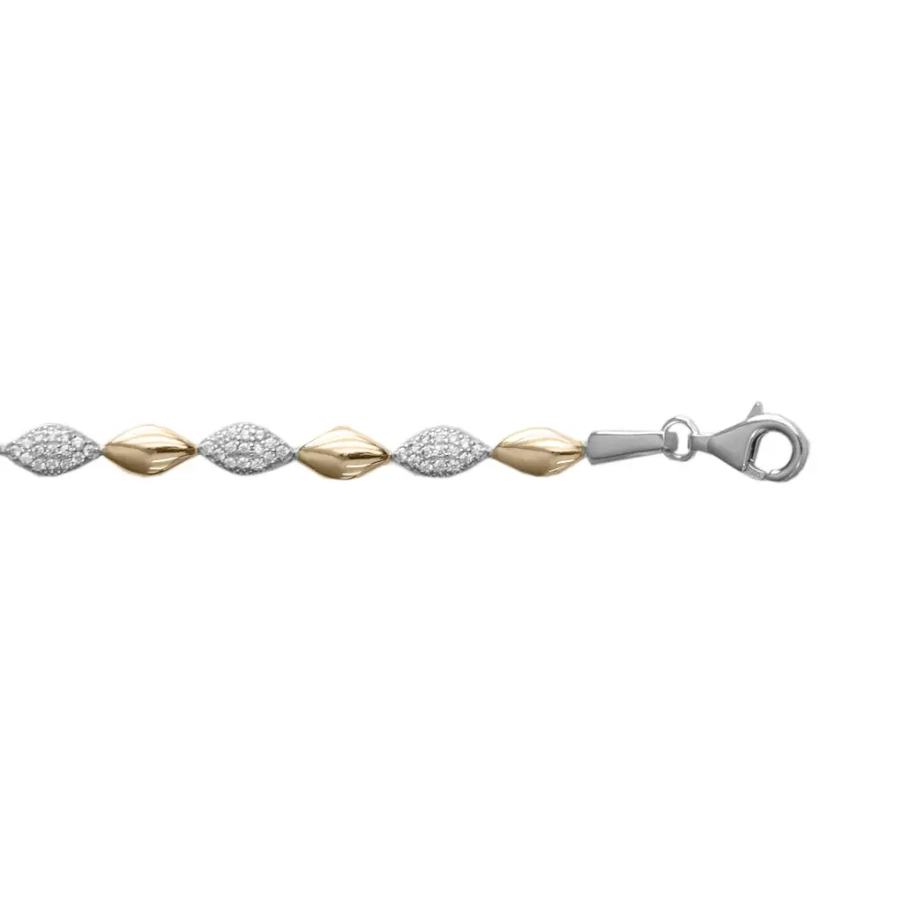 bicolor zilveren armband met zirkonia