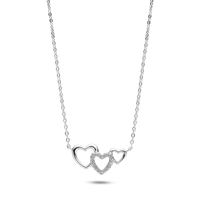 Collier met 3 hartjes in 45 cm