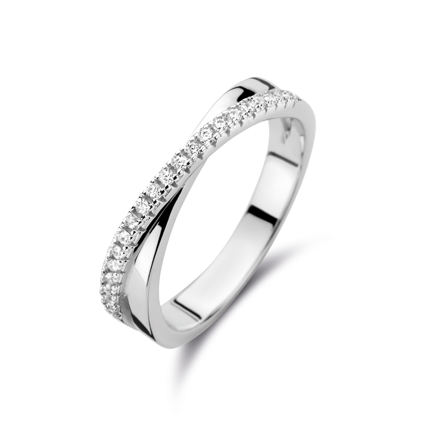 629.685.60 Rosa Di Luca zilveren ring, crossover met zirkonia