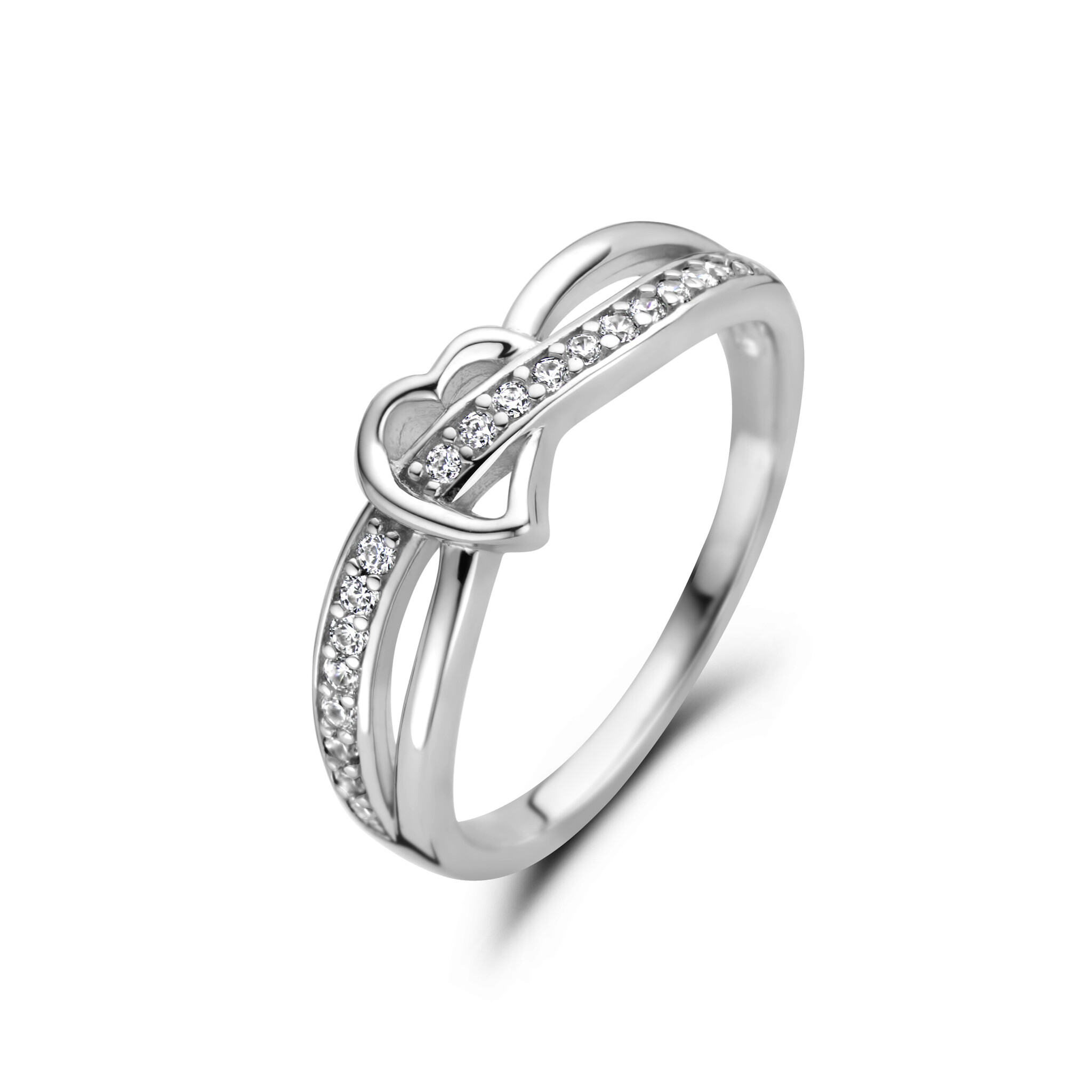 62984656 Rosa di Luca zilv ring met zirkonia en hartje