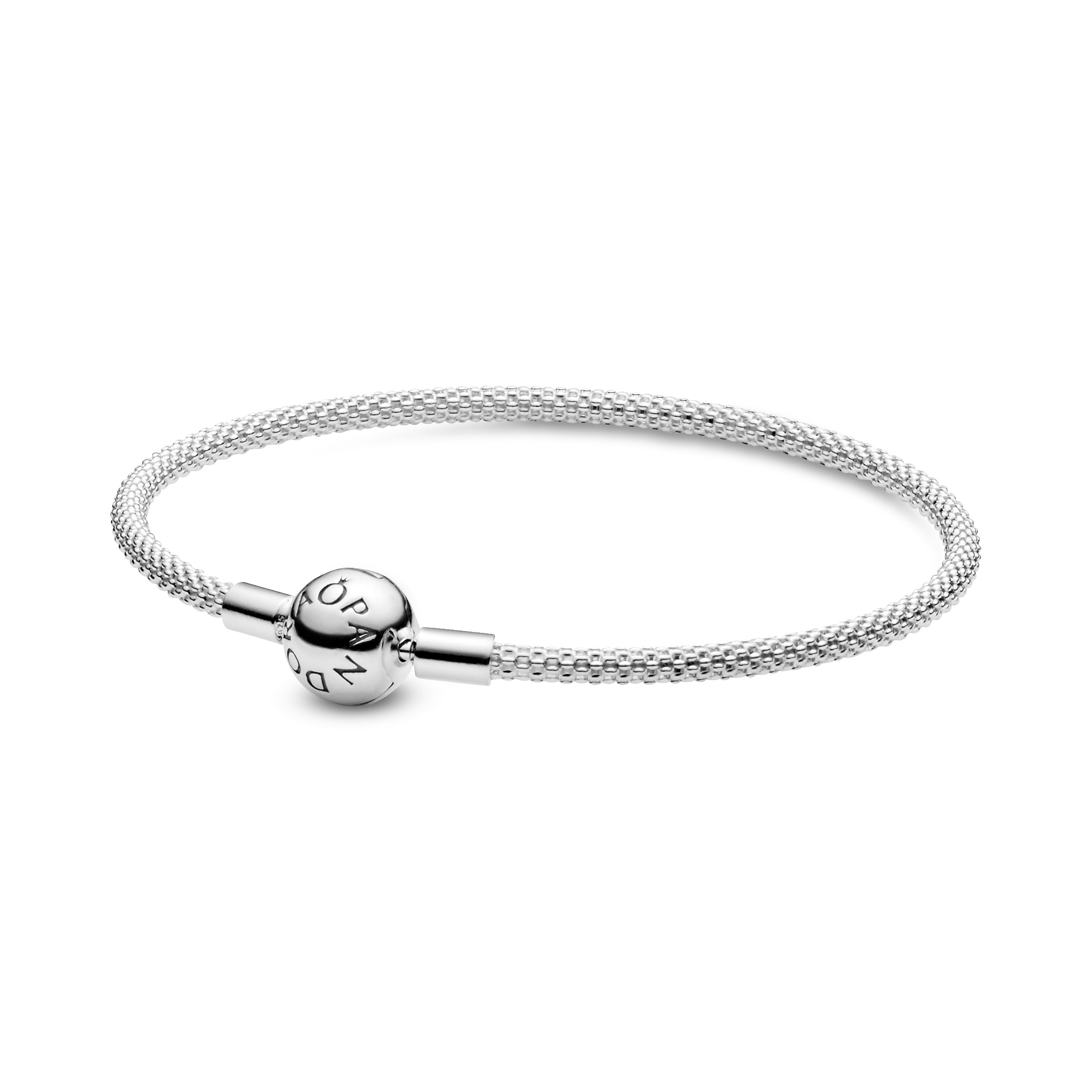 Pandora - Zilveren Mesh armband met bol sluiting - 596543-19