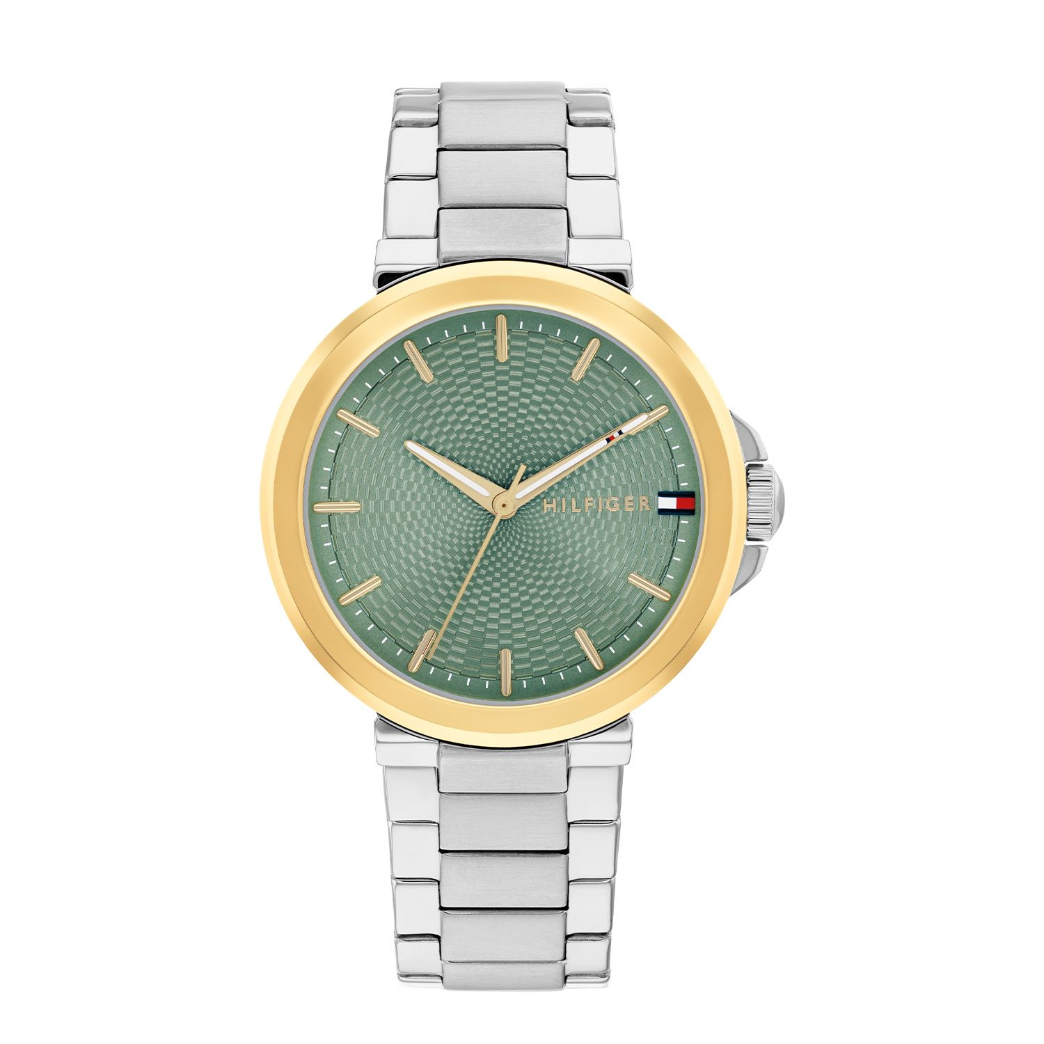 Dit elegante Tommy Hilfiger Lori dameshorloge straalt tijdloze klasse uit. De zilverkleurige roestvrijstalen band en goudkleurige bezel combineren moeiteloos met de groene wijzerplaat. Het quartz uurwerk zorgt voor nauwkeurige tijdweergave, terwijl het mineraalglas bescherming biedt. Met een waterdichtheid van 5 ATM is het horloge geschikt voor douchen en zwemmen. De vouwsluiting zorgt voor extra draagcomfort.