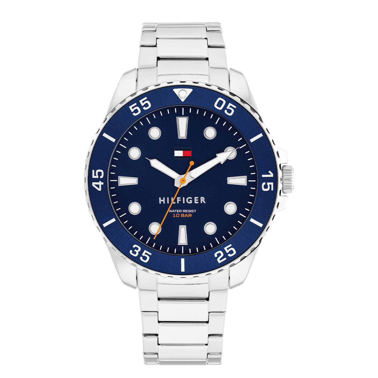 Tommy Hilfiger TH1792202 Horloge Heren 42mm
Dit specifieke horloge van Tommy Hilfiger uit de Oceanic serie met artikelnr: TH1792202 is een stoer herenhorloge die niet in je collectie mag ontbreken. Het herenhorloge heeft een ronde stalen kast met een blauwe gekartelde aluminium bezel en een blauwe halfglimmende wijzerplaat met opvallende wijzers en uursaanduiding ingelegd met lumibtite. Aan de kast zit een stalen schakelband met vouwsluiting. Het horloge heeft een mineraalglas, een afmeting van 42mm en is 5ATM.  

Het merk:
Sinds de lancering van het merk in 1985 is Tommy Hilfiger wereldwijd bekend geworden als pionier van de klassieke Amerikaanse coole stijl. Geïnspireerd door de iconische popcultuur en het Amerikaanse erfgoed. De dames en herencollectie van dit seizoen bestaan uit minimalistische silhouetten en rustieke lederen details. De herenhorlogecollectie biedt iconische uurwerken met roestvrijstalen, lederen en siliconen banden.

Specificaties:
- Mineraalglas
- Ronde kast 42mm
- Stalen horlogekast
- Blauwe wijzerplaat
- Stalen schakelband 
- 5ATM