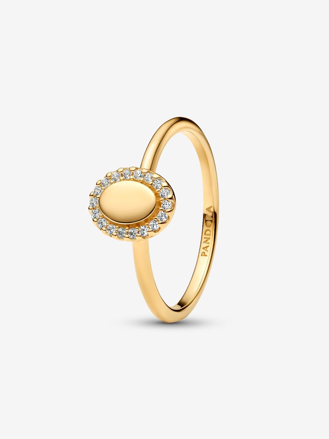Pandora Ovale Halo Ring, zilver/verguld