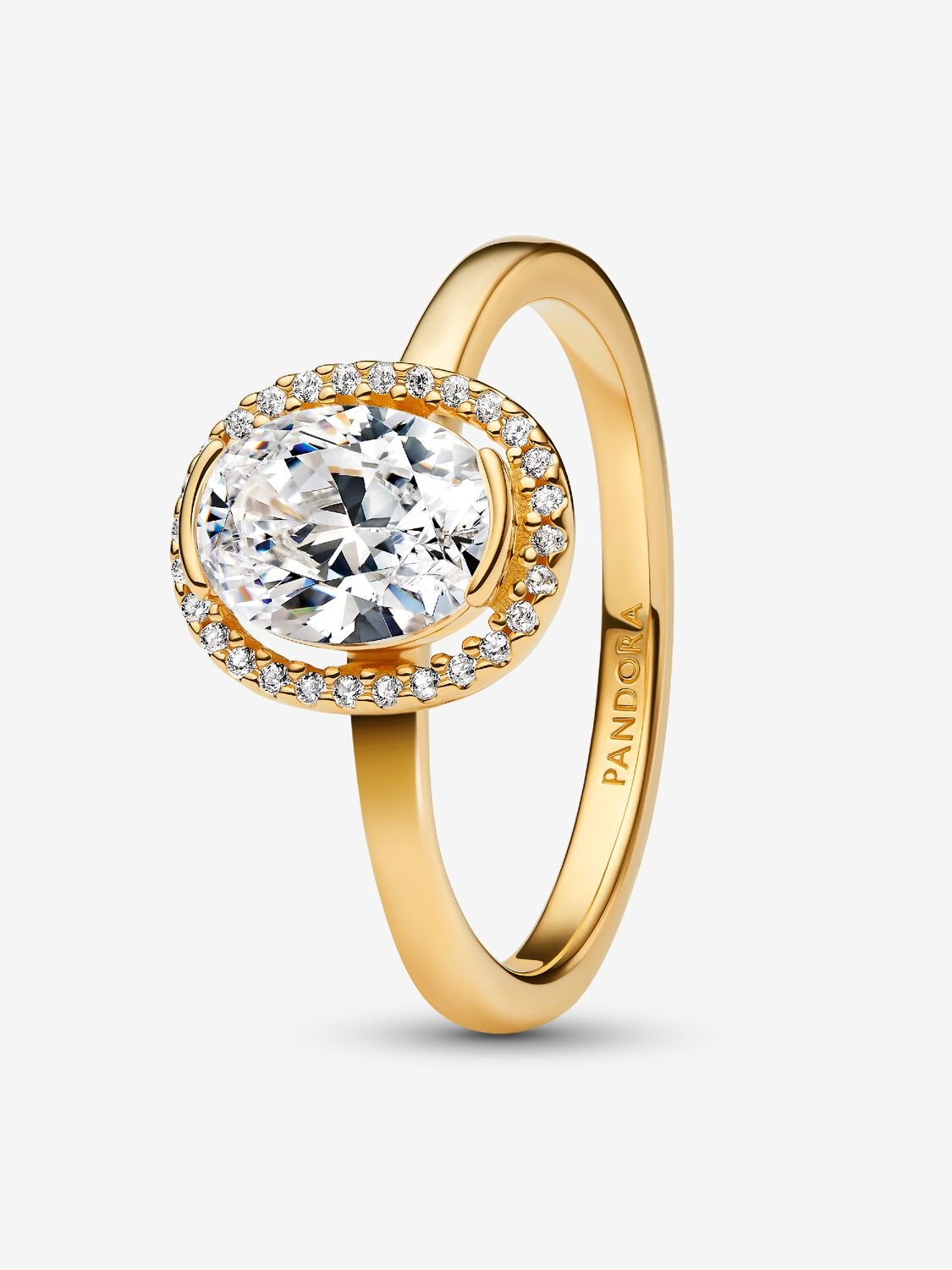 Pandora Ovale Sprankelende Halo Ring, zilver/verguld
