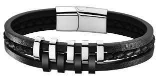 armband leder staal