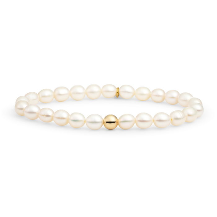 Armband - Parel Saturnus large - Goud 6mm