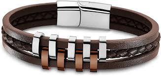 armband leder staal
