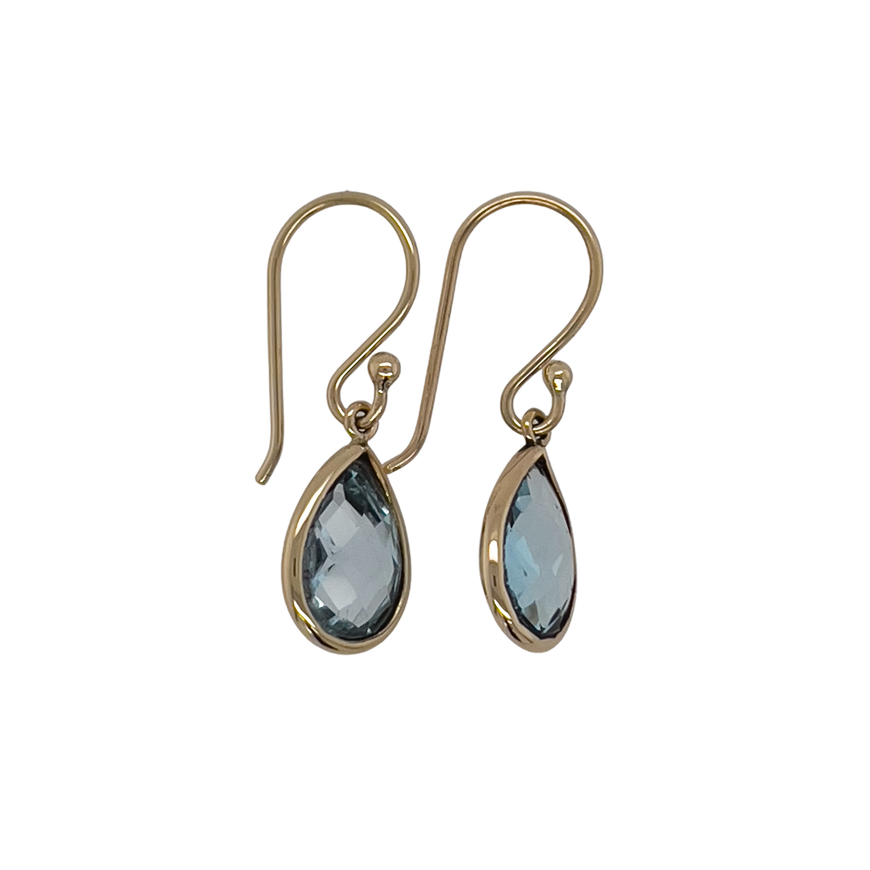 14kt gouden oorhanger met London Blue Topaas