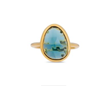 14kt gouden ring met london blue topaas