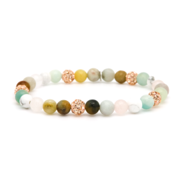 De Karma armband Spiral PHOEBE XS Elastic (roségoud kristal) met modelnummer 80165EL is een sierlijk juweel van onbekend merk. Deze elastische armband combineert elegante roségouden kristallen voor een verfijnde uitstraling. Perfect als stijlvol accessoire voor elke gelegenheid. Draag het solo of combineer met andere armbanden voor een trendy look. Categorie: Juweel, Type: Armband.