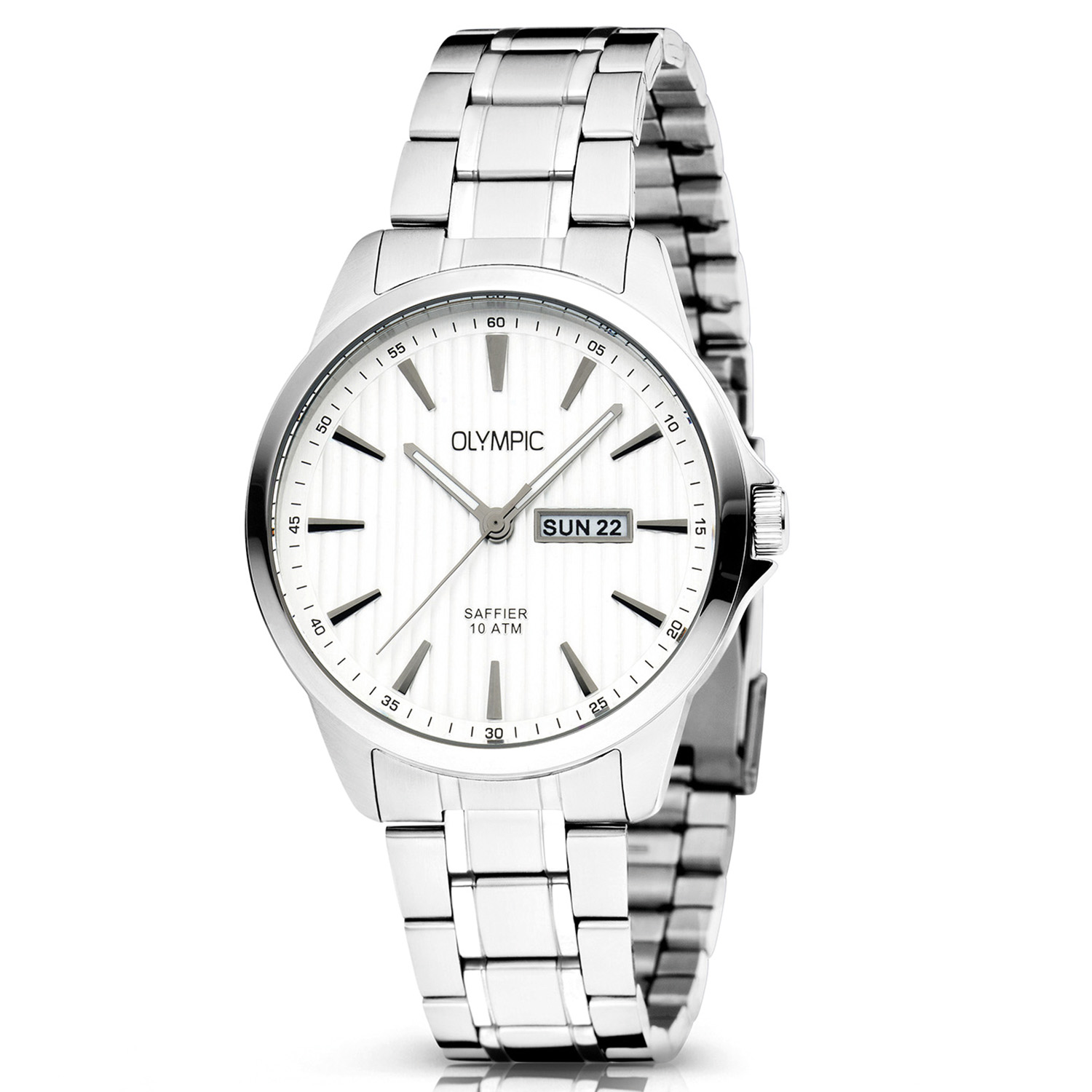 Olympic OL26HSS311 JOHN Horloge - Staal - Staal - Zilverkleurig - 41mm
Dit unieke Olympic horloge met artikelnummer: OL26HSS311 is een klassiek horloge. De ronde stalen kast heeft een gladde bezel en een zilverkleurige wijzerplaat met een dag,- en datum aanduiding. Aan de kast zit een stalen schakelband met een vouwsluiting. Het horloge heeft een saffierglas een doorsnee van 41mm en is 10ATM. 

Waterdichtheid 10ATM
Dit horloge is bestand tegen water bij het zwemmen en douchen. Dit horloge is niet bestand tegen (grote) waterdruk dus je kunt er niet mee duiken.
Waterdichtheid  5ATM
Dit horloge is regen en spatwaterdicht. Niet geschikt om mee te zwemmen en douchen.
Waterdichtheid 3ATM
Dit horloge is spatwaterdicht. Niet geschikt om mee te zwemmen en douchen.

Het merk:
Het Nederlandse horlogemerk Olympic levert stoere chronografen, slimline series, digitale uurwerken en elegante dameshorloges. De prijs-kwaliteitverhouding staat bij Olympic hoog in het vaandel met prijzen die uiteenlopen van € 34,95 tot en met € 159,00.

100% Nederlands ontwerp, waterdicht en standaard 3 jaar fabrieksgarantie.

Specificaties:
- Ronde kast 41mm
- Stalen horlogekast
- Zilverkleurige wijzerplaat
- Stalen schakelband
- 10ATM 
- Standaard 3 jaar fabrieksgarantie
- Saffierglas