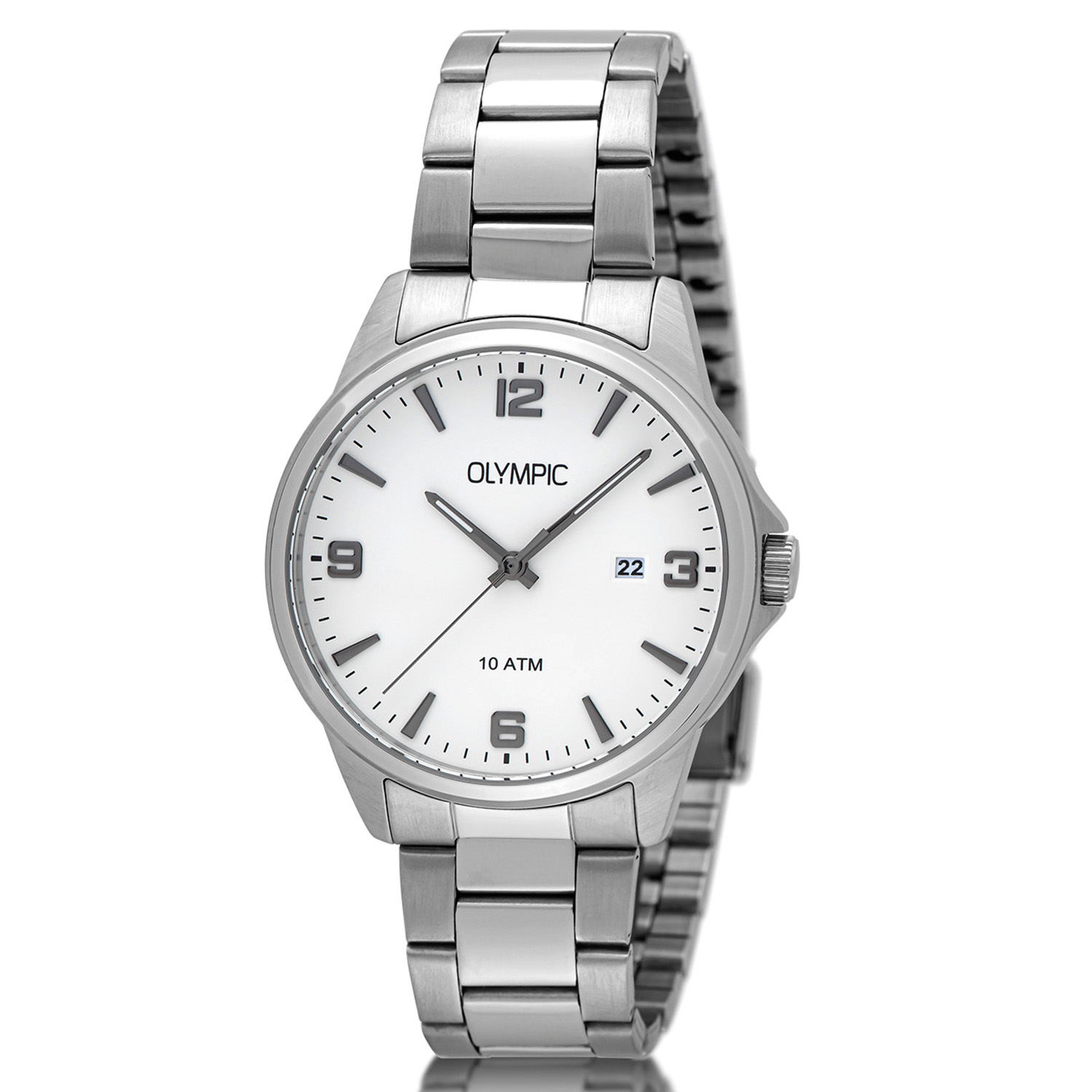 Olympic OL26HSS315 GLENN Horloge - Staal - Staal - Wit - 40mm
Dit unieke Olympic horloge met artikelnummer: OL26HSS315 is een klassiek horloge. De ronde stalen kast heeft een gladde bezel en een witte wijzerplaat met een datum aanduiding. Aan de kast zit een stalen schakelband met een vouwsluiting. Het horloge heeft een mineraalglas een doorsnee van 40mm en is 10ATM. 

Waterdichtheid 10ATM
Dit horloge is bestand tegen water bij het zwemmen en douchen. Dit horloge is niet bestand tegen (grote) waterdruk dus je kunt er niet mee duiken.
Waterdichtheid  5ATM
Dit horloge is regen en spatwaterdicht. Niet geschikt om mee te zwemmen en douchen.
Waterdichtheid 3ATM
Dit horloge is spatwaterdicht. Niet geschikt om mee te zwemmen en douchen.

Het merk:
Het Nederlandse horlogemerk Olympic levert stoere chronografen, slimline series, digitale uurwerken en elegante dameshorloges. De prijs-kwaliteitverhouding staat bij Olympic hoog in het vaandel met prijzen die uiteenlopen van € 34,95 tot en met € 159,00.

100% Nederlands ontwerp, waterdicht en standaard 3 jaar fabrieksgarantie.

Specificaties:
- Ronde kast 40mm
- Stalen horlogekast
- Witte wijzerplaat
- Stalen schakelband
- 10ATM 
- Standaard 3 jaar fabrieksgarantie
- Mineraalglas