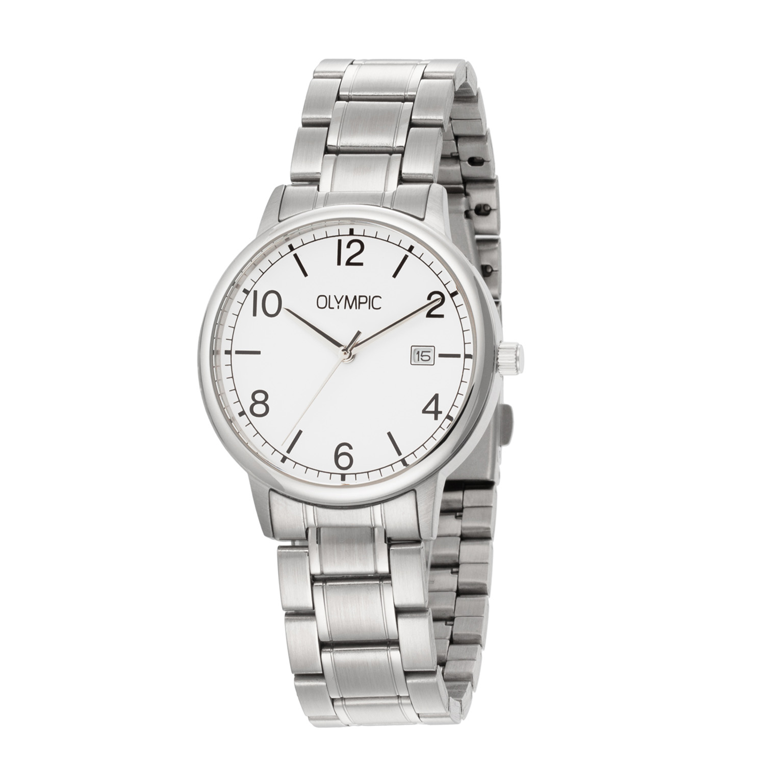 Olympic OL80HSS001 Henri Horloge Staal 37mm 
Dit unieke Olympic horloge met artikelnummer: OL80HSS001 is een herenhorloge met een classic sportieve uitstraling. Het horloge heeft een ronde stalen kast met een witte wijzerplaat met een datum. Aan de kast zit een stalen schakelband met vouwsluiting. Het horloge heeft een mineraalglas, een doorsnee van 37mm en is 5ATM.

Het merk:
Het Nederlandse horlogemerk Olympic levert stoere chronografen, slimline series, digitale uurwerken en elegante dameshorloges. De prijs-kwaliteitverhouding staat bij Olympic hoog in het vaandel met prijzen die uiteenlopen van € 34,95 tot en met € 159,00.

100% Nederlands ontwerp, waterdicht en standaard 3 jaar fabrieksgarantie.

Specificaties:
- Ronde kast Ø 37mm
- Stalen horlogekast
- Witte wijzerplaat
- Stalen schakelband
- 5ATM 
- Standaard 3 jaar fabrieksgarantie
- Mineraalglas