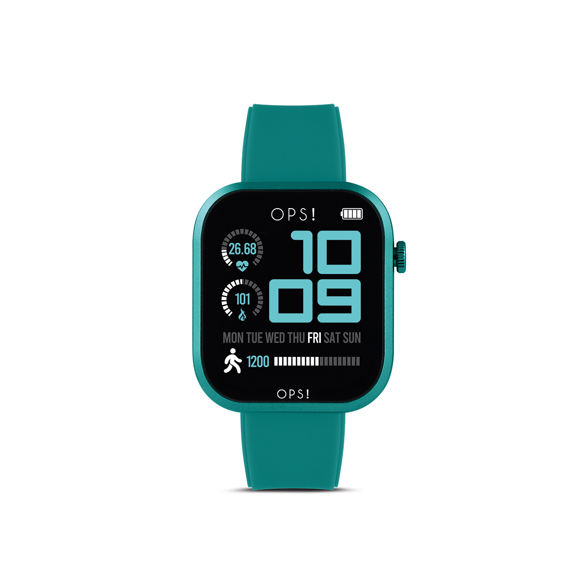 De OPS!SMART CALL PRO, modelnummer OPSSW-58, is een stijlvolle horloge met een donker groene en zwarte kast en een donkergroene siliconen band. Het is een polshorloge uit de categorie 'horloge'. Draag het om de pols voor een elegante en moderne look die zowel functioneel als modieus is. Perfect voor dagelijks gebruik.