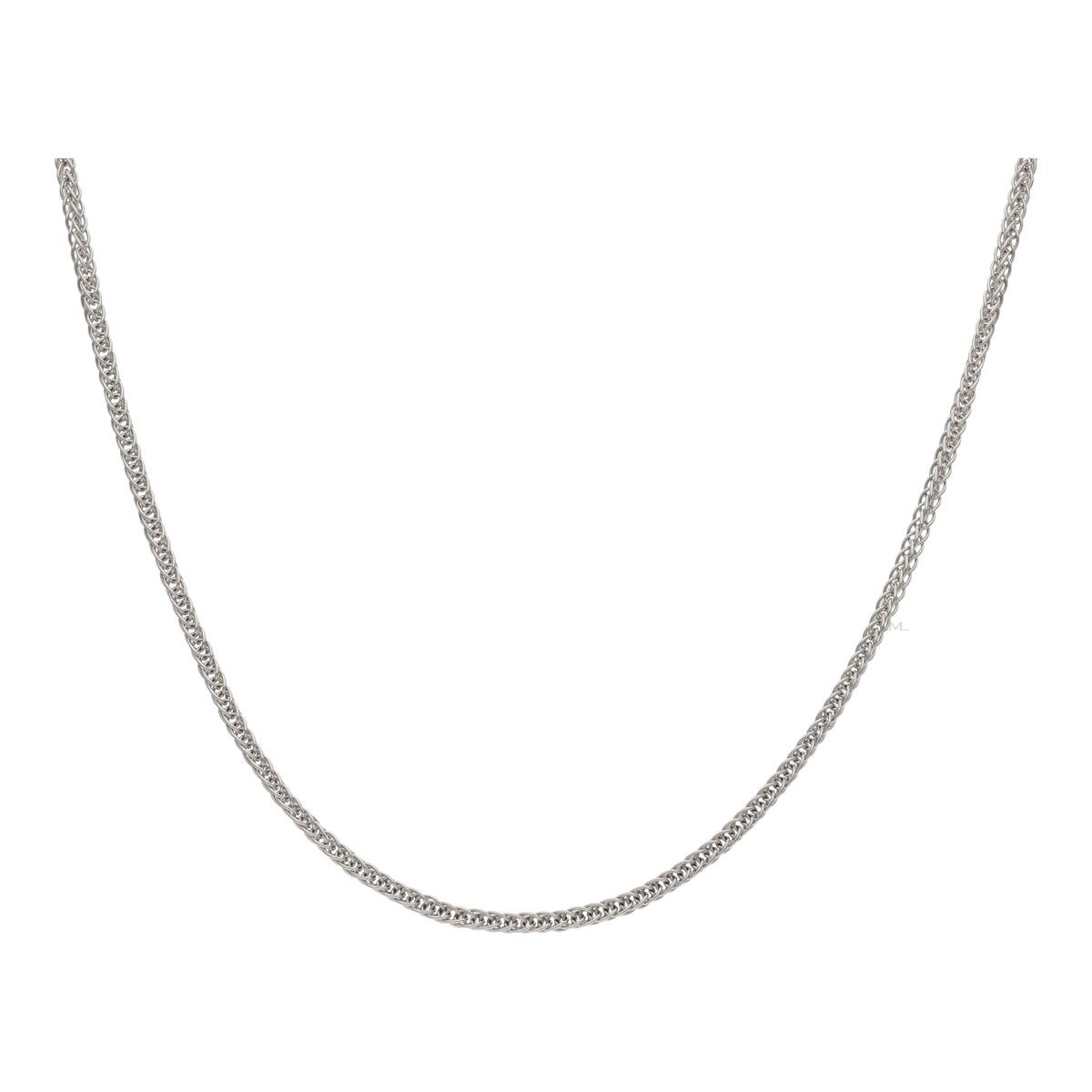 14k witgouden collier, zopf(vossestaart) met een schakelbreedte van 1.4 mm en 42 cm draaglengte