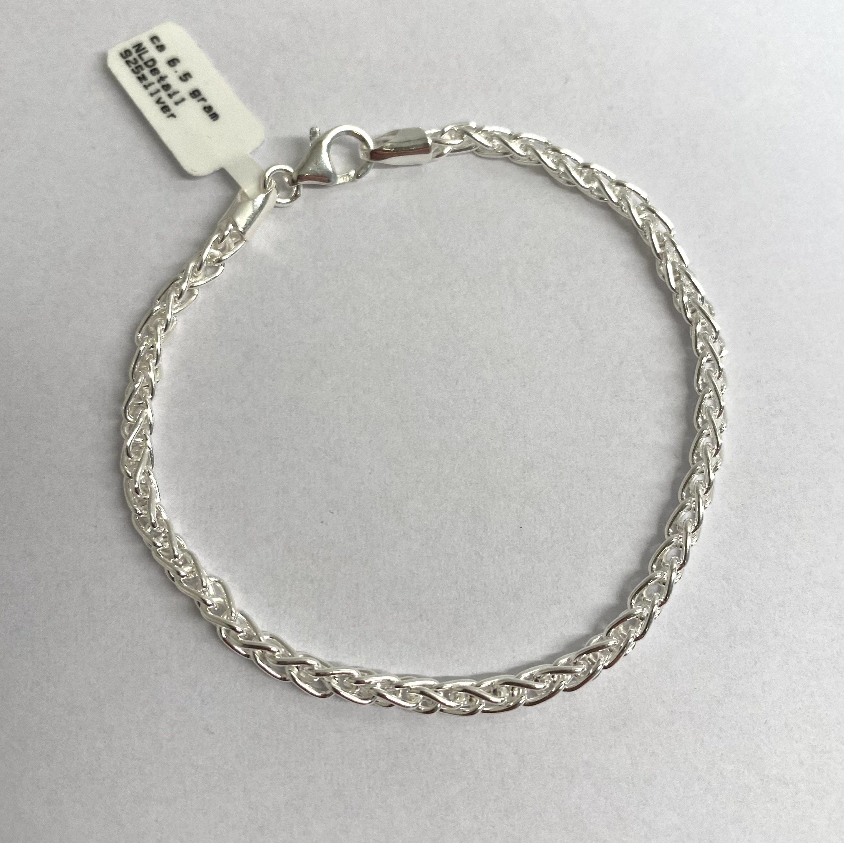 ZILVER ARMBAND PALMIER 19 CM / 3 CM MET KARABIJNSLUITING