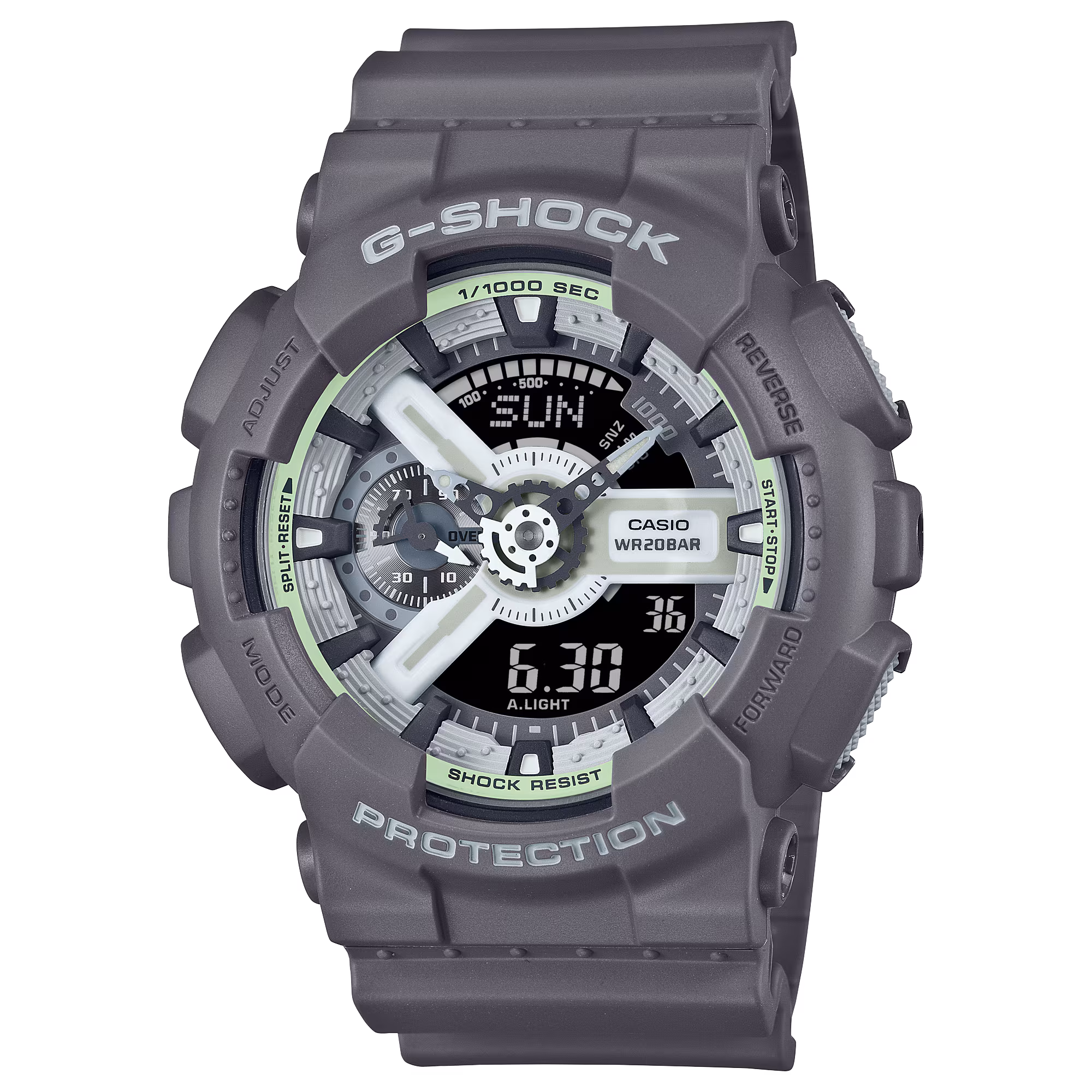 Ontsluit je volledige potentieel en laat zien wat je in huis hebt. Maak kennis met de G-SHOCK die licht geeft in het donker.
Deze serie bevat lichtgevende onderdelen tegen een donkergrijze basis. Het ontwerp is geïnspireerd op de verborgen talenten die we allemaal hebben, maar zelden laten zien.

We beginnen met een donkere, grijze basis en voegen vervolgens lichtgevende elementen en witte accenten toe. Het resultaat is een monochromatisch horloge dat een bijzondere gloed afgeeft.
Zoek een donkere ruimte op en zie hoe de verborgen talenten van dit coole ontwerp tot leven komen.