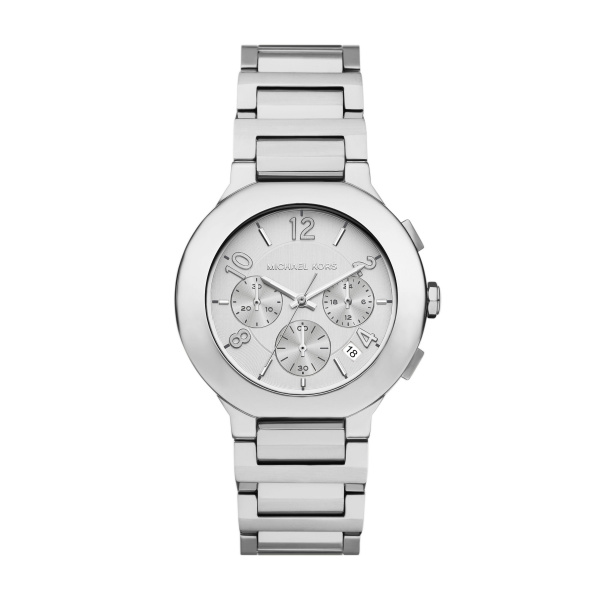 Michael Kors horloge, stalen band en kast zilverkleurige wijzerplaat met datum