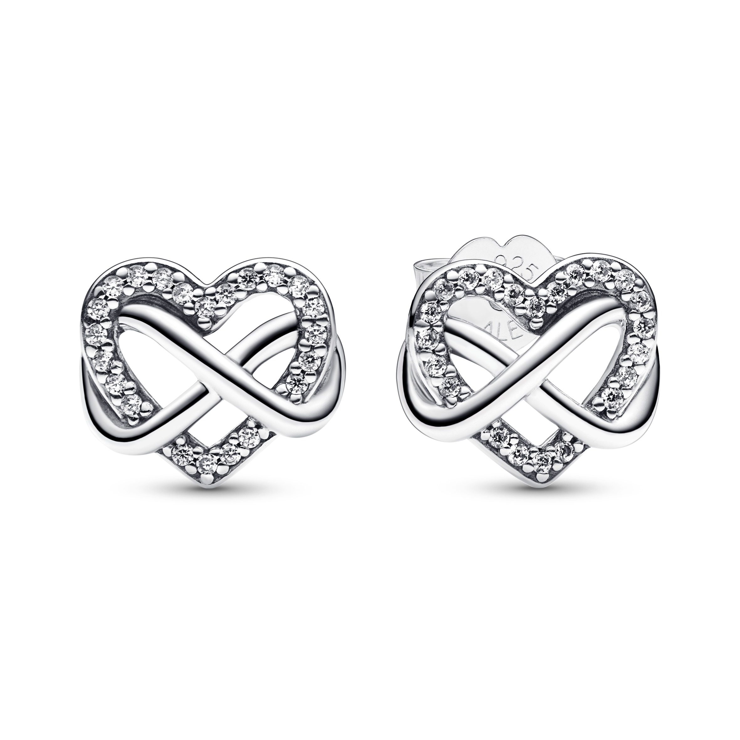 Pandora - Zilveren Infinity Heart oorknoppen bezet met zirconia's - 292667C01