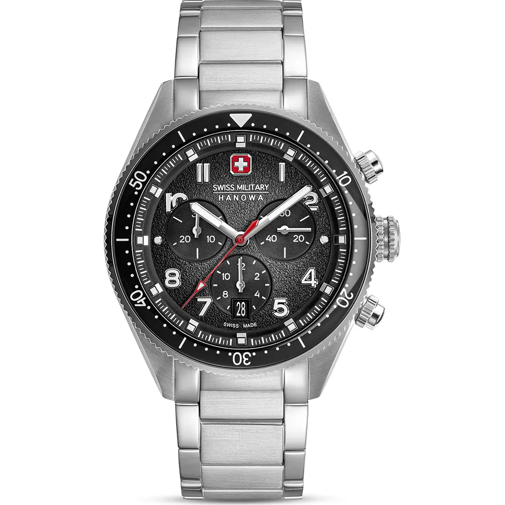Swiss Military Hanowa horloge, Greyhound Chrono staal/zwart
