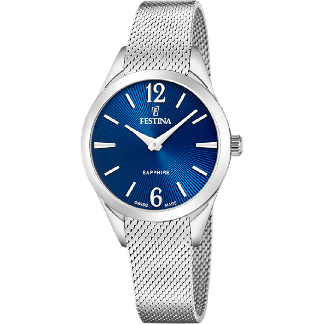 Festina - Staal dameshorloge met Milanese band, 50 meter WR, Saffierglas, Quartz - F20076/3