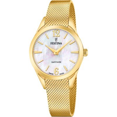 Dit Festina horloge heeft een kast gemaakt van Staal zilver met een diameter van 32 mm en is voorzien van een metaal band. In de kast bevindt zich een Ronda kwaliteitsuurwerk en is afgewerkt met Saffierglas.

Het horloge is 5ATM. Dit betekent dat het horloge geschikt is om mee te douchen. Verder wordt het horloge geleverd met 2 jaar garantie.