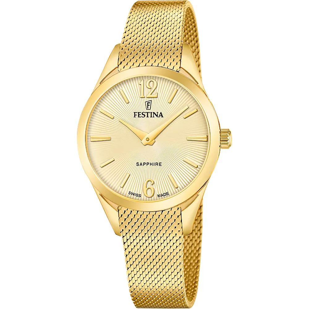 Festina - Doublé dameshorloge met Milanese band, 50 meter WR, Saffierglas, quartz - F20077/3