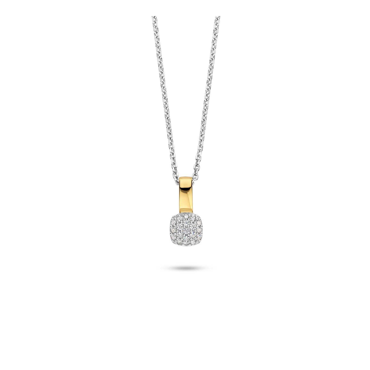 zilveren RdL collier, verguld+ pave zirconias