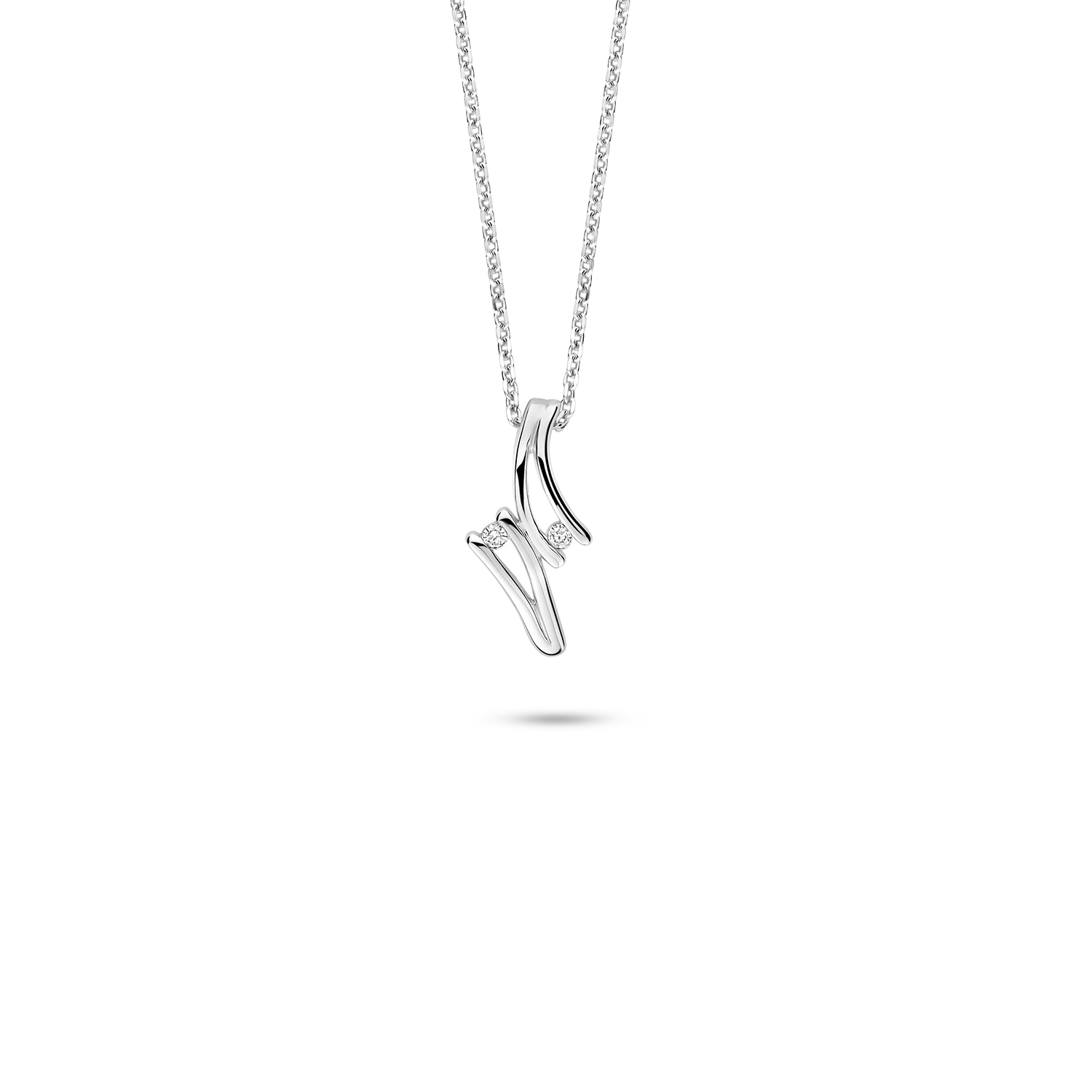 zilveren RdL collier, fantasie+ 2x zirconia