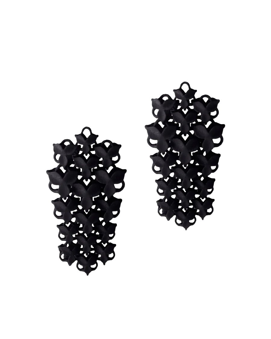 Fabnora Blossom small oorring hanger onyx zwart 