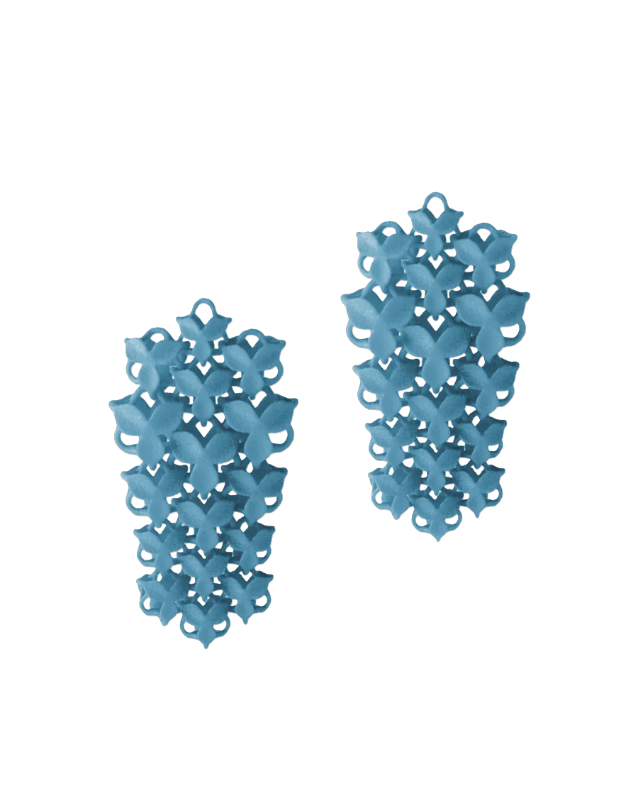 Fabnora Blossom small oorring hanger topaas blauw