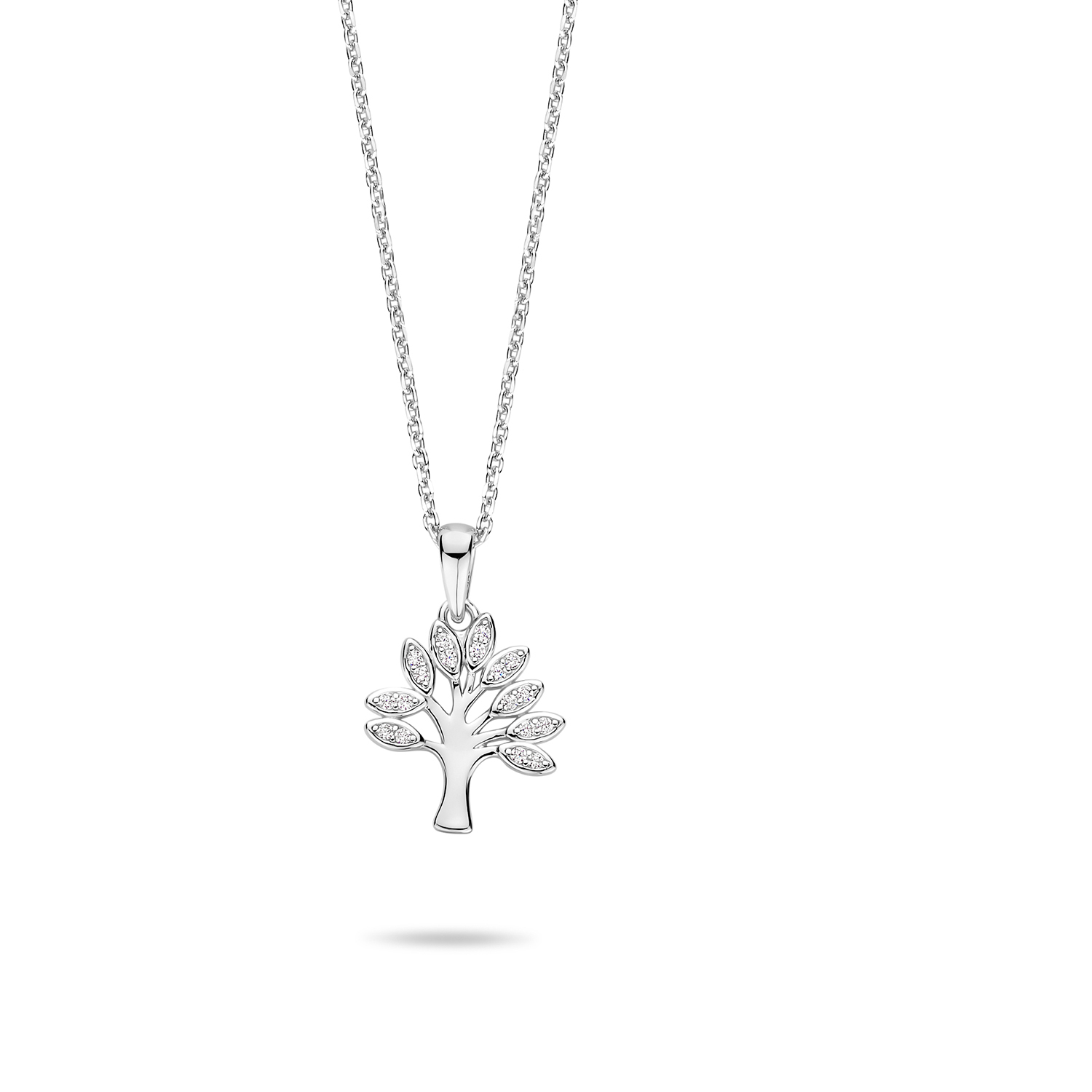 zilveren RdL collier, levensboom+ zirconias