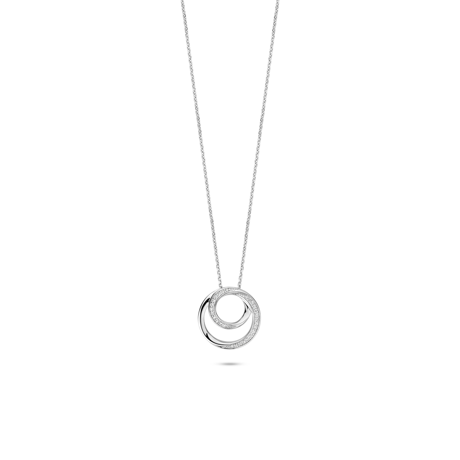 zilveren RdL collier, rond+zirconias