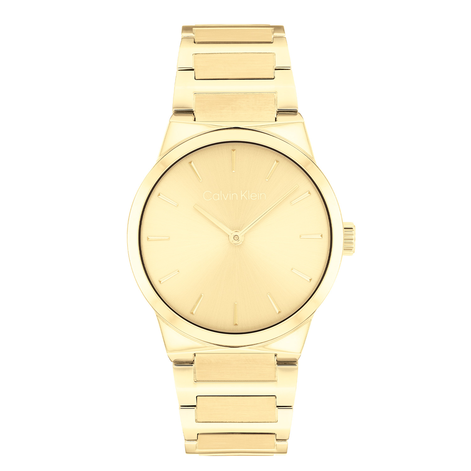 Calvin Klein CK25100077 Dames Linear Elegance Horloge 32mm 
Dit Calvin Klein dameshorloge met nr CK25100077 is een tijdloos ontwerp. De stijlvolle ronde stalen goudkleurige kast heeft een gladde bezel en een goudkleurige sunray wijzerplaat met fijne goudkleurige wijzers en streepjes. Strak aan de ronde kast zit een goudkleurige stalen mat glanzende schakelband met een vouwsluiting. Het elegante dameshorloge heeft een mineraalglas, een doorsnee van 32mm en is 3ATM.

OVER CALVIN KLEIN
Calvin Klein is een wereldwijd lifestylemerk dat gewaagde, vooruitstrevende idealen en een verleidelijke, vaak minimalistische, esthetiek nastreeft. Calvin Klein werd groot in de jaren 70 door haar mode- en merkjeans collecties. In de jaren 80 lanceerde Calvin Klein haar spraakmakende ondergoed dat uitdrukkelijk van logo ’s voorzien was. Vanwege het grote succes is het merk ook succesvol uitgerold in Accessoires, Parfums, Home, Brillen, Golf, Horloges en Sieraden.
Sinds de oprichting in 1968 door Calvin Klein, heeft het merk haar reputatie opgebouwd als leider in de Amerikaanse mode, dankzij een cleane esthetiek en innovatieve ontwerpen. Calvin Klein wil haar publiek verleiden en inspireren door middel van provocerende beelden en opvallende ontwerpen die prikkelen. 

SPECIFICATIES:
- Mineraalglas
- Stalen goudkleurige kast
- Goudkleurige wijzerplaat 
- Stalen goudkleurige schakelband
- Ronde kastvorm, Ø 32mm
- 3ATM
