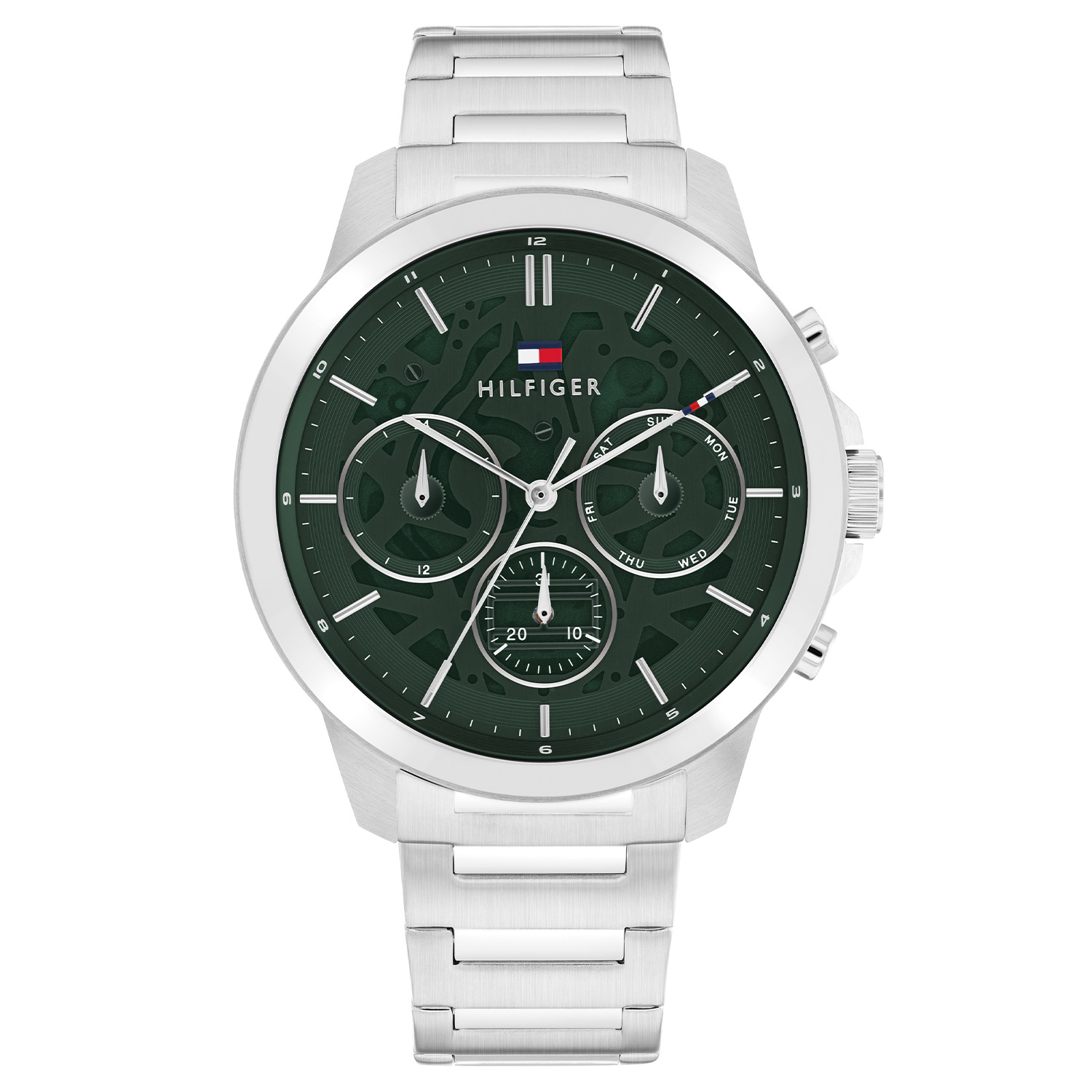 Tommy Hilfiger TH1710686 Horloge Heren Sceleton 43mm
Dit specifieke horloge van Tommy Hilfiger uit de Henry serie met artikelnr: TH1710686 is een stoer herenhorloge die niet in je collectie mag ontbreken. Het herenhorloge heeft een ronde stalen kast met een groene opengewerkte wijzerplaat met een dag, datum en 24-uursaanduiding. Aan de kast zit een stalen schakelband met een vouwsluiting. Het horloge heeft een mineraalglas, een afmeting van 43mm en is 5ATM.  

Het merk:
Sinds de lancering van het merk in 1985 is Tommy Hilfiger wereldwijd bekend geworden als pionier van de klassieke Amerikaanse coole stijl. Geïnspireerd door de iconische popcultuur en het Amerikaanse erfgoed. De dames en herencollectie van dit seizoen bestaan uit minimalistische silhouetten en rustieke lederen details. De herenhorlogecollectie biedt iconische uurwerken met roestvrijstalen, lederen en siliconen banden.

Specificaties:
- Mineraalglas
- Ronde kast 43mm
- Stalen horlogekast
- Groene wijzerplaat
- Stalen schakelband 
- 5ATM