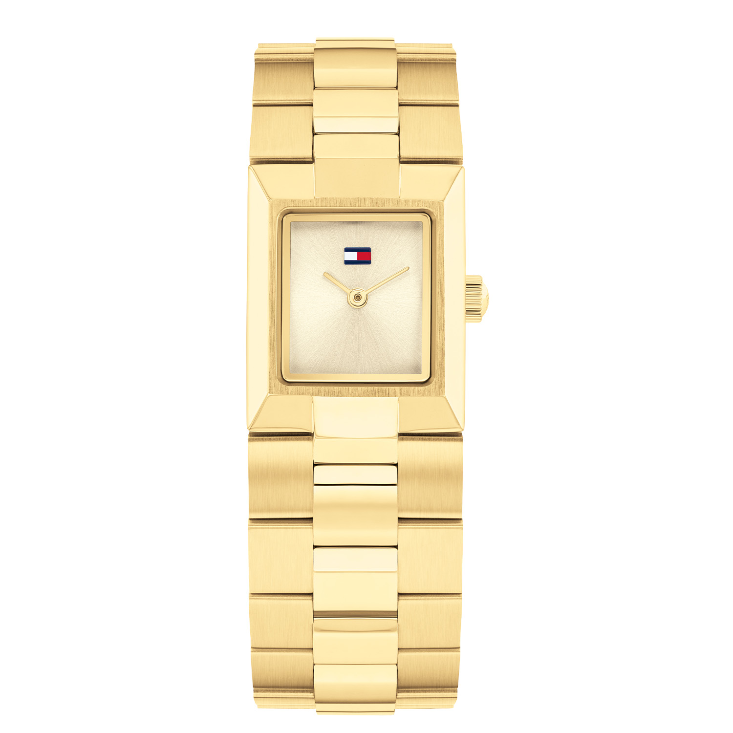 Tommy Hilfiger TH1782787 Horloge Dames Staal Goudkleurig 20x25mm
Dit specifieke horloge van Tommy Hilfiger uit de Ivy serie met artikelnr: TH1782787 is een luxe dameshorloge die niet in je collectie mag ontbreken. Het stalen dameshorloge heeft een rechthoekige goudkleurige kast met een glanzende bezel en een goudkleurige sunray wijzerplaat met fijne wijzers en het Tommy logo. Aan de kast zit een goudkleurige glanzende schakelband met vouwsluiting. Het horloge heeft een mineraalglas, een afmeting van 20x25mm en is 3ATM.  

Het merk:
Sinds de lancering van het merk in 1985 is Tommy Hilfiger wereldwijd bekend geworden als pionier van de klassieke Amerikaanse coole stijl. Geïnspireerd door de iconische popcultuur en het Amerikaanse erfgoed. De dames en herencollectie van dit seizoen bestaan uit minimalistische silhouetten en rustieke lederen details. De herenhorlogecollectie biedt iconische uurwerken met roestvrijstalen, lederen en siliconen banden.

Specificaties:
- Mineraalglas
- Rechthoekige kast 20x25mm
- Goudkleurige horlogekast
- Goudkleurige wijzerplaat
- Goudkleurige schakelband 
- 3ATM