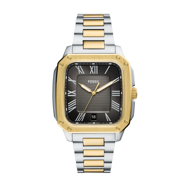 Fossil Quarts heren pols horloge model FS6121 uit de Crosby Collectie. Staal met stalen band bicolor. 5 ATM Waterdicht.